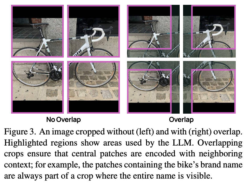 An image cropped without and with overlap. Overlapping crops ensure that central patches are encoded with neighboring context.